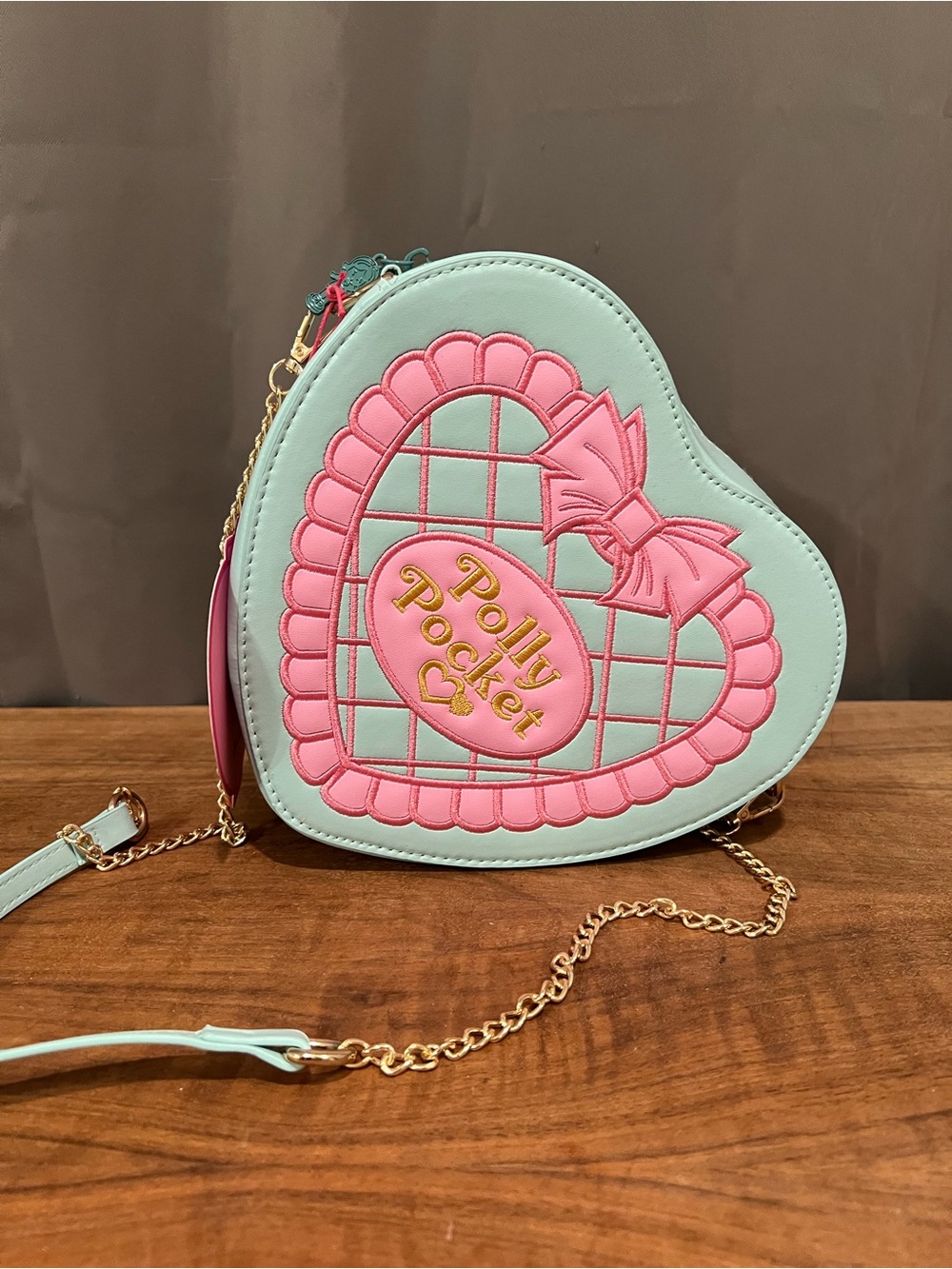 Polly Pocket Heart Crossbody Bag in Mint & Pink